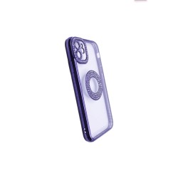 Funda de Silicona Suave con Diseño de Diamantes para Apple iPhone 12 Purpura