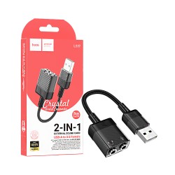 Hoco Audio Adapter Cable LS37 Spirit USB to 2 Female 3.5mm 15cm Black Hoco Audio Adapter Cable LS37 Spirit USB to 2 Female 3.5mm 15cm Black