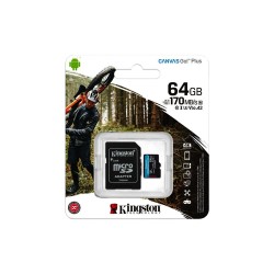 Kingston Canvas Go Plus Memory Card MicroSDXC 64GB UHS-I U3 V30 A2 Class 10 with Adapter Kingston Canvas Go Plus Memory Card MicroSDXC 64GB UHS-I U3 V30 A2 Class 10 with Adapter