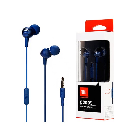 JBL Earphones C200SI with Microphone 3.5mm 1.2m Blue JBL Earphones C200SI with Microphone 3.5mm 1.2m Blue