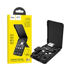 Hoco 6 in 1 Assembled Box U86 Treasure charging Cable data sync with Connector storage case Black  Hoco 6 in 1 Assembled Box U86 Treasure charging Cable data sync with Connector storage case Black