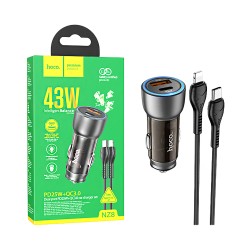 Hoco Car Charger NZ8 Sprinter 2 Port USB+Type-C 43W with Type-C to Lightning Cable 1m Brown Hoco Car Charger NZ8 Sprinter 2 Port USB+Type-C 43W with Type-C to Lightning Cable 1m Brown