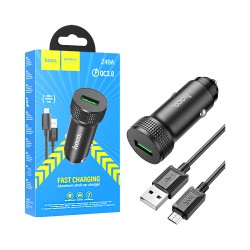 Hoco Car Charger Z49A Level 18W QC3.0 with Micro cable 1M Black Hoco Car Charger Z49A Level 18W QC3.0 with Micro cable 1M Black