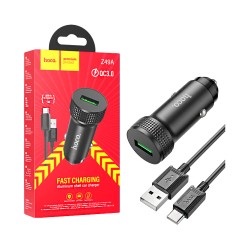 Hoco Car Charger Z49A Level 18W QC3.0 with Type-C cable 1M Black Hoco Car Charger Z49A Level 18W QC3.0 with Type-C cable 1M Black