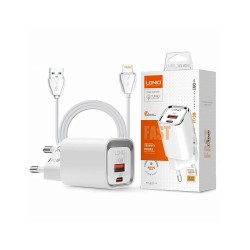 Ldnio Charger A2317C 2 Ports USB-A+Tipo-C 30W PD+QC3.0 with Lightning Cable 1M White Ldnio Charger A2317C 2 Ports USB-A+Tipo-C 30W PD+QC3.0 with Lightning Cable 1M White