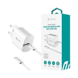 Devia Charger RCE-30005CL Smart Series Type-C PD 30W GAN with Type-C to Type-C Cable 1m White