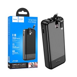 Hoco Power Bank J114A Charger with 4-in-1 USB Port+Micro+Type-C+Lightning Cable 20000mAh Black Hoco Power Bank J114A Charger with 4-in-1 USB Port+Micro+Type-C+Lightning Cable 20000mAh Black
