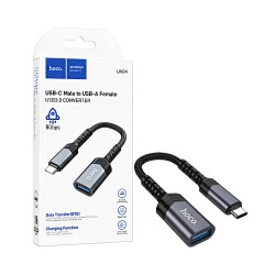 Adaptador Hoco UA24 Tipo-C Macho a USB Hembra Gris Metálico