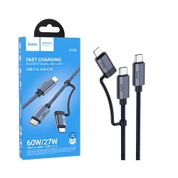 Hoco 2 in 1 Cable U134 Primero Type-C to Type-C/Lightning 3A 1.2m Gray Hoco 2 in 1 Cable U134 Primero Type-C to Type-C/Lightning 3A 1.2m Gray
