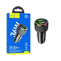 Hoco Car Charger NZ14 Guerrero Dual Port USB 36W Black Hoco Car Charger NZ14 Guerrero Dual Port USB 36W Black
