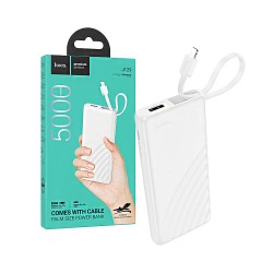 Power Bank Hoco J129 Nature com 2-em-1 USB+Cabo Lightning 5000mAh Branco Power Bank Hoco J129 Nature com 2-em-1 USB+Cabo Lightning 5000mAh Branco
