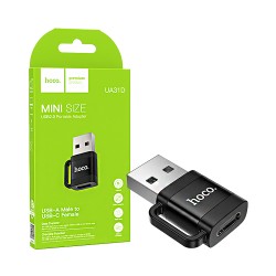 Hoco Adapter UA31D USB Male to Type-C Female Black Hoco Adapter UA31D USB Male to Type-C Female Black