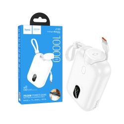Power Bank Hoco J130 Peak com 2-em-1 cabo iwatch+Type-C PD20W 10000mAh Branco Power Bank Hoco J130 Peak com 2-em-1 cabo iwatch+Type-C PD20W 10000mAh Branco
