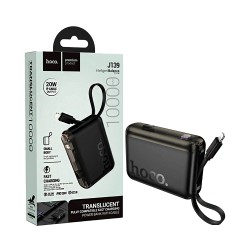 Hoco Power Bank J139 Hero with 2-in-1 USB Port+Lightning Cable 10000mAh Black Hoco Power Bank J139 Hero with 2-in-1 USB Port+Lightning Cable 10000mAh Black