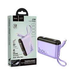 Hoco Power Bank J139 Hero with 2-in-1 USB Port+Lightning Cable 10000mAh Purple Hoco Power Bank J139 Hero with 2-in-1 USB Port+Lightning Cable 10000mAh Purple