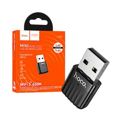 Hoco Wifi Adapter HI33 Antenna Wireless Network Card 2.4GHz/5GHz 650Mbps USB Black Hoco Wifi Adapter HI33 Antenna Wireless Network Card 2.4GHz/5GHz 650Mbps USB Black