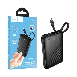 Hoco Power Bank J134 Strong with 2-in-1 USB Port+Lightning Cable 5000mAh Black Hoco Power Bank J134 Strong with 2-in-1 USB Port+Lightning Cable 5000mAh Black