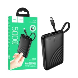 Hoco Power Bank J134 Strong with 2-in-1 USB Port+Type-C Cable 5000mAh Black Hoco Power Bank J134 Strong with 2-in-1 USB Port+Type-C Cable 5000mAh Black