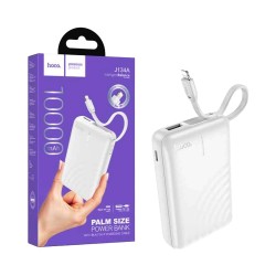 Hoco Power Bank J134A Strong with 2-in-1 USB Port+Lightning Cable 10000mAh White Hoco Power Bank J134A Strong with 2-in-1 USB Port+Lightning Cable 10000mAh White