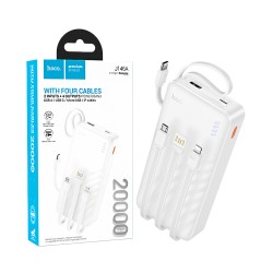 Power Bank Hoco J146A Night tide com 4-em-1 2USB+Cabo Type-C+Lightning 20000mAh Branco Power Bank Hoco J146A Night tide com 4-em-1 2USB+Cabo Type-C+Lightning 20000mAh Branco