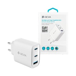 Devia Adapter RLC-6505ACCL Extreme Speed Series 3 Ports USB+2Type-C QC+PD 65W GAN White Devia Adapter RLC-6505ACCL Extreme Speed Series 3 Ports USB+2Type-C QC+PD 65W GAN White