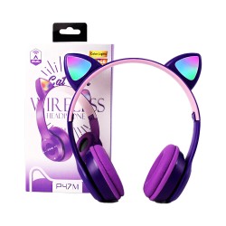 Wireless Headphones P47M Cat Ear Purple Wireless Headphones P47M Cat Ear Purple