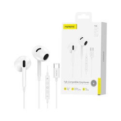Foneng Earphones T66 Half in Ear Type-C 1.2m White Foneng Earphones T66 Half in Ear Type-C 1.2m White
