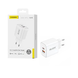 Foneng Adapter EU52 2 Ports USB+Tipo-C PD 30W White Foneng Adapter EU52 2 Ports USB+Tipo-C PD 30W White