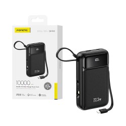 Power Bank Foneng DX100 com 2-em-1 Outputs Lightning+Type-C PD20W 10000mAh Preto Power Bank Foneng DX100 com 2-em-1 Outputs Lightning+Type-C PD20W 10000mAh Preto
