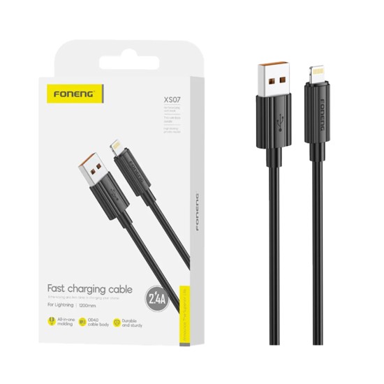 Cabo Foneng XS07 Lightning 2,4A 1,2m Preto Cabo Foneng XS07 Lightning 2,4A 1,2m Preto
