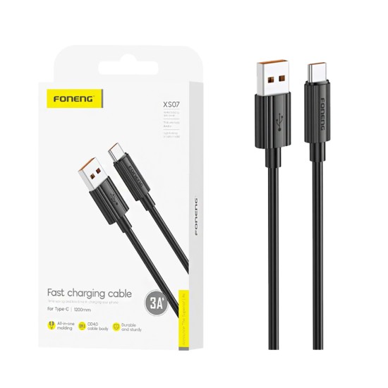 Cabo Foneng XS07 Tipo-C 3A 1,2 Preto Cabo Foneng XS07 Tipo-C 3A 1,2 Preto