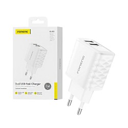 Foneng Adapter EU53 2 Ports USB 2.4A White Foneng Adapter EU53 2 Ports USB 2.4A White
