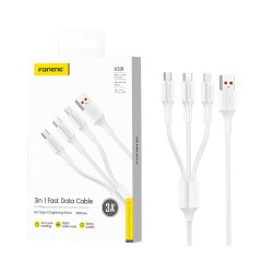 Foneng 3 in 1 Charging Cable XS01 (Lightning+Type-C+Micro) 3A 1.2M White Foneng 3 in 1 Charging Cable XS01 (Lightning+Type-C+Micro) 3A 1.2M White