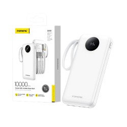 Foneng Power Bank DX101 with 4 -in-1 Cable USB+Lightning+Micro+Type-C 2A 10000mAh White Foneng Power Bank DX101 with 4 -in-1 Cable USB+Lightning+Micro+Type-C 2A 10000mAh White
