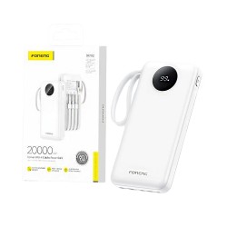 Foneng Power Bank DX102 with 4 -in-1 Cable USB+Lightning+Micro+Type-C 2A 20000mAh White Foneng Power Bank DX102 with 4 -in-1 Cable USB+Lightning+Micro+Type-C 2A 20000mAh White