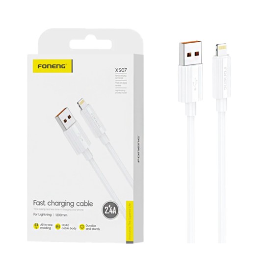 Cabo Foneng XS07 Lightning 2,4A 1,2m Branco Cabo Foneng XS07 Lightning 2,4A 1,2m Branco