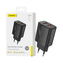 Foneng Adapter EU63 2 Ports USB 2.4A Black