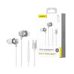 Foneng Earphones T67 Heavy Bass Type-C 1.2m Silver Foneng Earphones T67 Heavy Bass Type-C 1.2m Silver