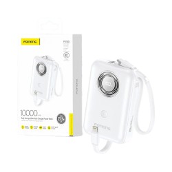 Mini Power Bank Foneng PX105 com 2-em-1 Outputs Lightning+Type-C 10000mAh Branco Mini Power Bank Foneng PX105 com 2-em-1 Outputs Lightning+Type-C 10000mAh Branco
