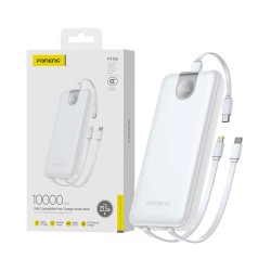 Power Bank Foneng PX106 com 3-em-1 Outputs Lightning+2Tipo-C 10000mAh Branco Power Bank Foneng PX106 com 3-em-1 Outputs Lightning+2Tipo-C 10000mAh Branco
