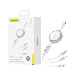 Foneng 3 in 1 Retractable Charging Cable X113 (Lightning+Type-C+Micro) 1.1M White Foneng 3 in 1 Retractable Charging Cable X113 (Lightning+Type-C+Micro) 1.1M White