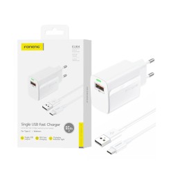 Foneng Charger EU64 USB 3A 18W with Type-C cable 1m White