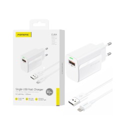 Cargador Foneng EU64 USB-A 3A 18W con cable Lightning 1m Blanco Cargador Foneng EU64 USB-A 3A 18W con cable Lightning 1m Blanco