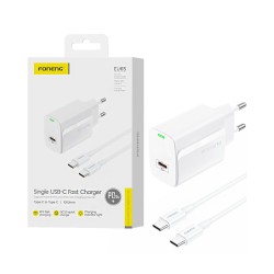 Foneng Charger EU65 Type-C PD 20W with Type-C to Type-C Cable 1m White