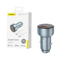 Foneng Car Charger C18 Dual Port USB+Type-C 48W Metal Gray Foneng Car Charger C18 Dual Port USB+Type-C 48W Metal Gray