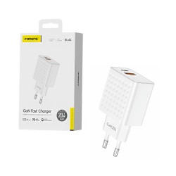 Foneng Adapter EU42 2 Ports USB+Tipo-C PD 20W GAN White Foneng Adapter EU42 2 Ports USB+Tipo-C PD 20W GAN White