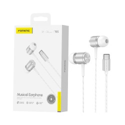 Foneng Earphones T65 In-Ear Heavy Bass with Microphone Type-C 1.2m Silver Foneng Earphones T65 In-Ear Heavy Bass with Microphone Type-C 1.2m Silver