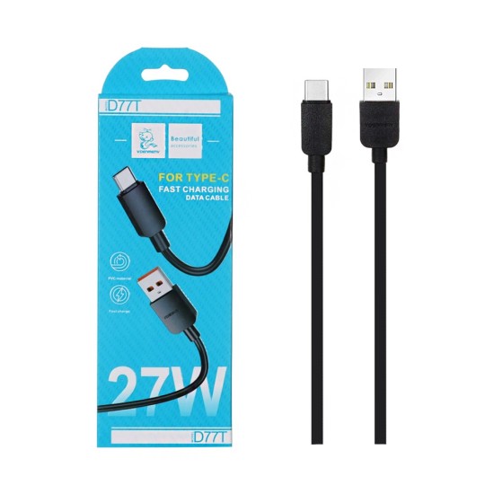 Cable Denmen D77T Tipo-C 27W 1m Negro Cable Denmen D77T Tipo-C 27W 1m Negro