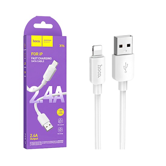 Cabo Hoco X96 Hyper Lightning 2,4A Branco Cabo Hoco X96 Hyper Lightning 2,4A Branco