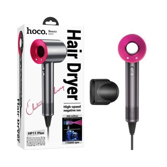 Secador de Cabelo Hoco HP11 Plus High Speed Negative Ion Rosa Vermelho Secador de Cabelo Hoco HP11 Plus High Speed Negative Ion Rosa Vermelho